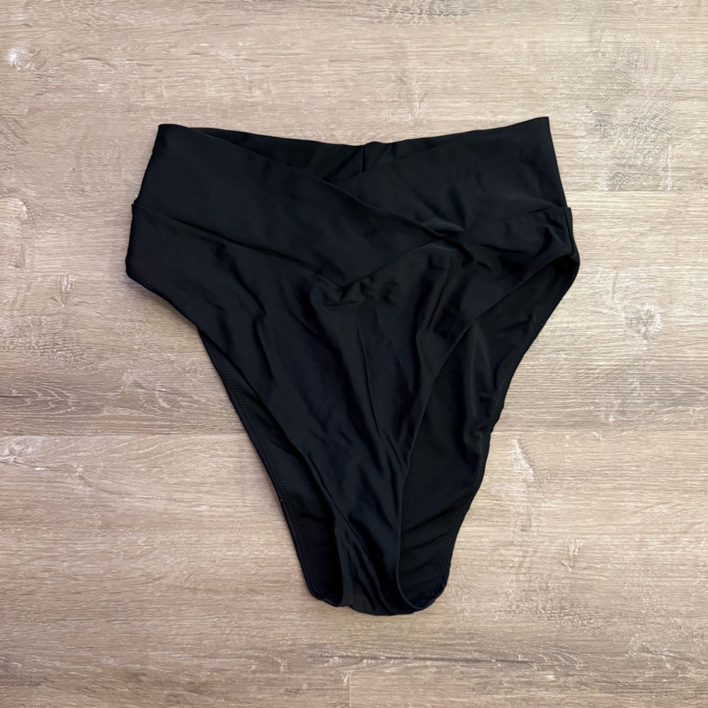 Aerie High Cut Cheeky Bikini Bottom criss cross waist